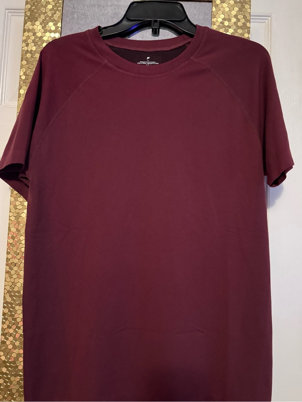 Fabletics Men's Short-Sleeve Crew Tee in Burgundy